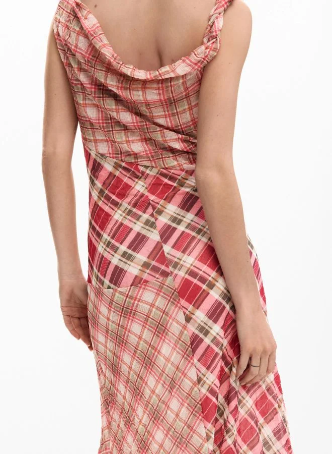 DESIGUAL pink plaid Checked plaid strap dress for Women | Best Price UAE